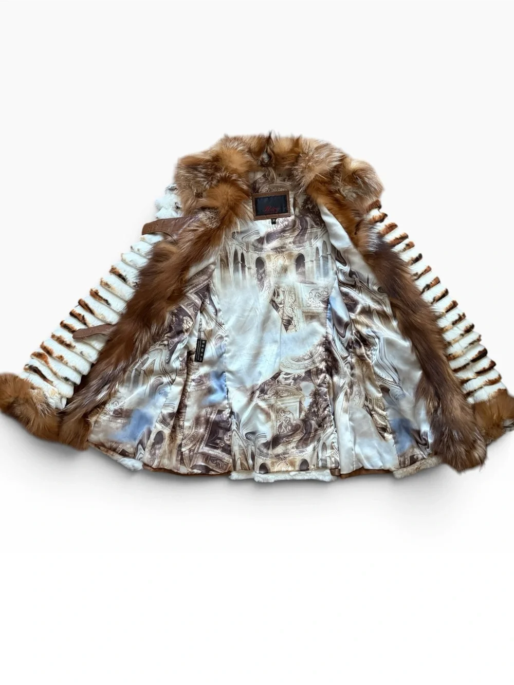 Rivo Y2K Lamb Leather Rabbit Fur Fox Trim Jacket | Size 38 Small | Luxury Coat